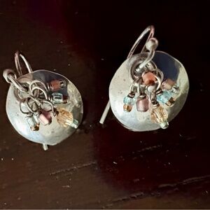 Silpada Vintage Sterling Silver Hammered Earrings with Multicolor Beads